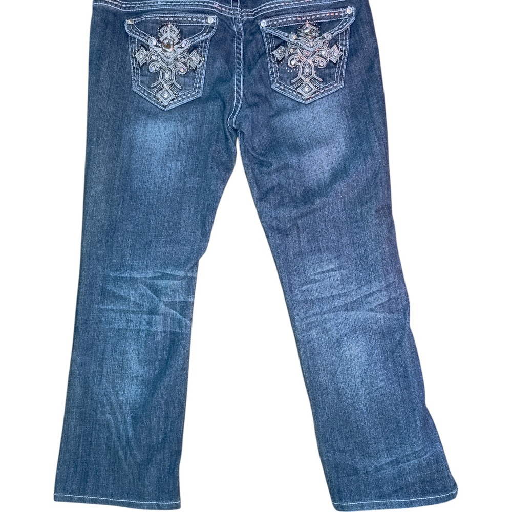 GRACE in LA Women's Size 30 Easy Fit Bootcut Cross Embellished Jeans 27" Inseam - Picture 16 of 16